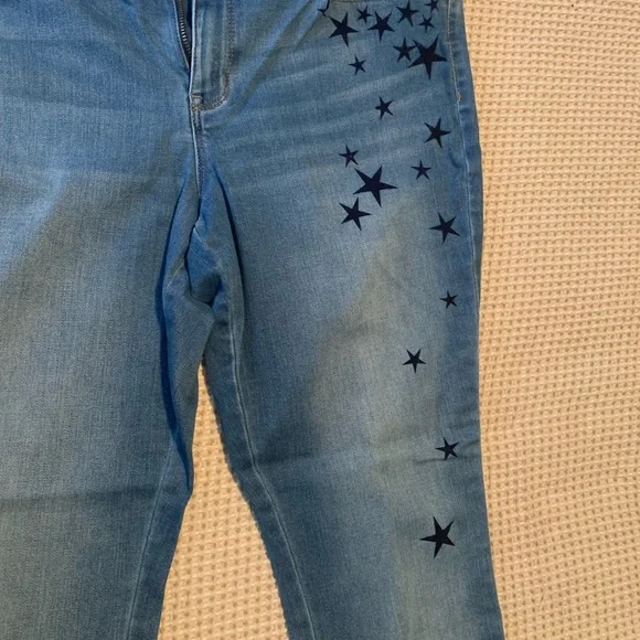 Women’s Jean jeggings with blue stars - Picture 2 of 3